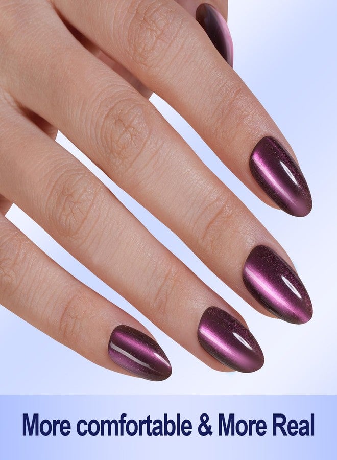Misssix Cat Eye Press On Nails, 150Pcs Almond Cat Eye Nail Tips, Glossy Glitter Soft Gel Stick On Nails, Reusable Fake Nails for Nail Art DIY 15 Sizes - Image 2